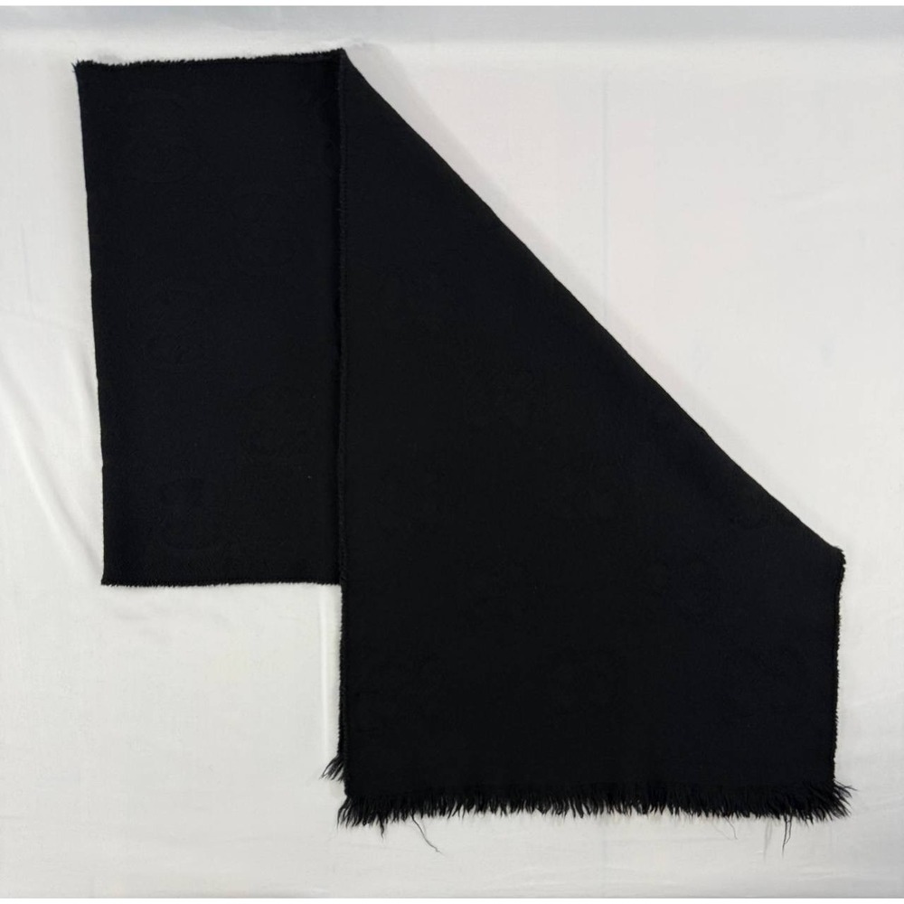 Gucci Monogram Wool Black Scarf